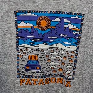 Grey Patagonia Mens Road Trip Graphic Tee T-shirt- Large